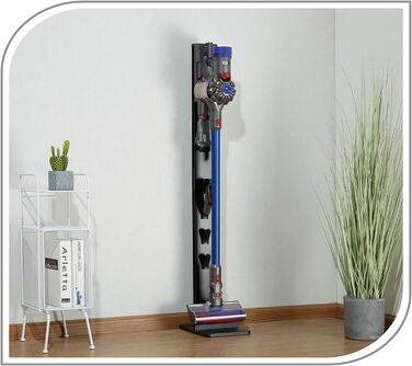 Органайзер-стійка для пилососа PureMounts, сумісний з Dyson V6 Pro, V7, V8, Cyclone Fluffy/Absolute, V10 Total Clean, Torque Drive, V11 Animal, V12 Slim Absolute, V15 Detect Absolute, чорний, 4 тримачі для аксесуарів