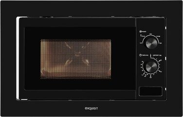 Вбудована мікрохвильова піч Exquisit EMW10-020, 800 Вт, чорна, 27 см, легке керування, таймер, 60 см, механічна