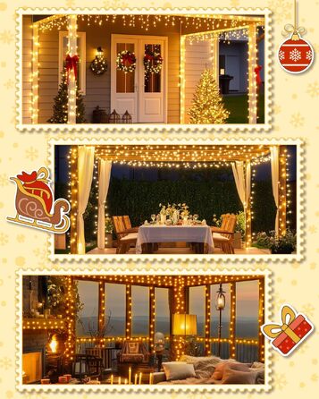 Світлодіодна гірлянда Dalugo для вулиці та ялинки, 500 LED, 30м, теплий білий колір, водонепроникна з таймером та 8 режимами освітлення