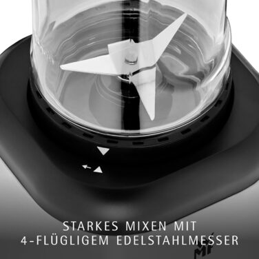 Електричний блендер WMF Kult X Mix & Go Mini - шейкер для смузі, 300 Вт, Tritan, 600 мл, срільно-чорний
