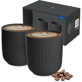 Villeroy & Boch Kaffeebecher Set – 2 шт., чорний, преміум-фарфор, для мікрохвильової печі та посудомийної машини