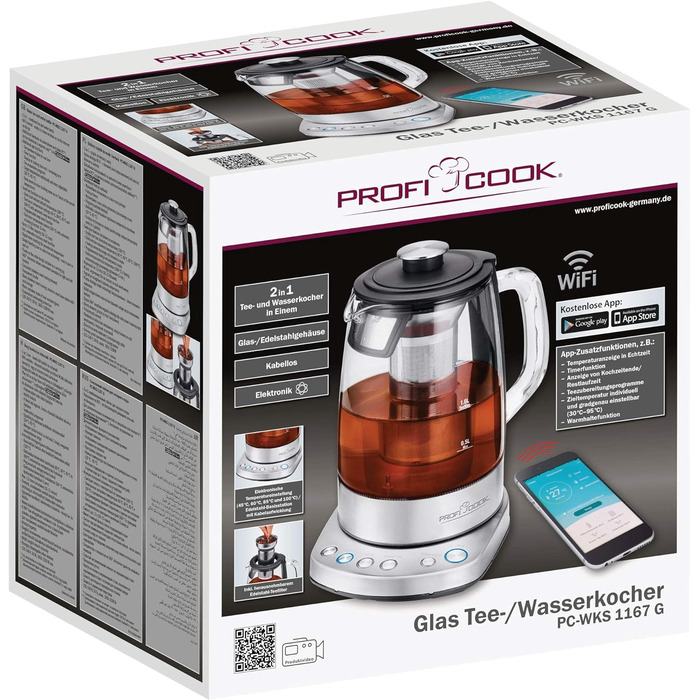 Електрочайник 1,5 л з Wi-Fi управлінням 1167 G ProfiCook