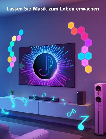 Світлодіодна панель Govee Glide Hexagon RGBIC 10 шт, розумне підсвічування для стін, Wi-Fi, музична синхронізація, сумісна з Alexa та Google Assistant, декоративне освітлення для геймінгу та кімнати