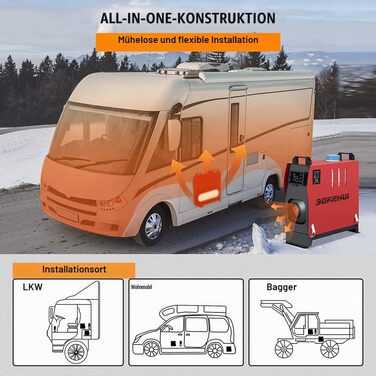 Автономний дизельний обігрівач повітря 12V 8kW з LCD-дисплеєм та дистанційним керуванням для авто, вантажівок, човнів та кемперів