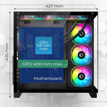 Ігровий корпус EMPIRE GAMING CL-242 (2024), ARGB Mid Tower ATX/Micro-ATX/ITX, 7 вентиляторів 120 мм, адресна RGB-підсвітка, MB Sync, чорний
