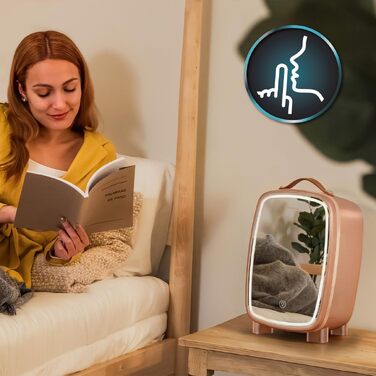 Міні-холодильник для косметики Cecotec CoolingBeauty 4000 Mirror Rose, 4 л, дзеркальна дверцята з LED-підсвіткою, охолодження до 5°C