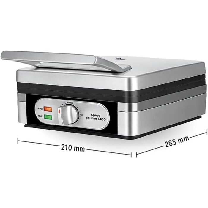 Електрична вафельниця LITTLE BALANCE 8816 Power Waffeln 1600 Вт, антипригарне покриття без PFAS, для товстих та хрустких вафель, чорна (28.5 x 21 x 14.5 см)