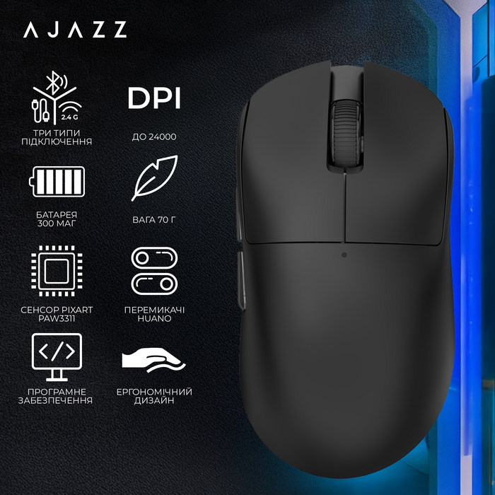 Бездротова миша Ajazz x Nacodex NJ08 MC White (NJ08-MC-W)