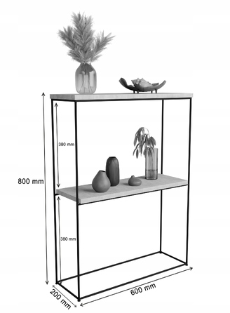 Консольний столик FutuStal, білий глянцевий з золотими елементами, 60 x 80 x 20 см