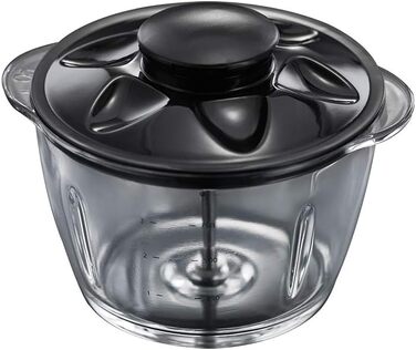 Подрібнювач овочів та фруктів Russell Hobbs Zerkleinerer Mini електричний (500 мл, чорний). Подрібнювач для м'яса, мультиподрібнювач з скляною ємністю та кришкою для зберігання
