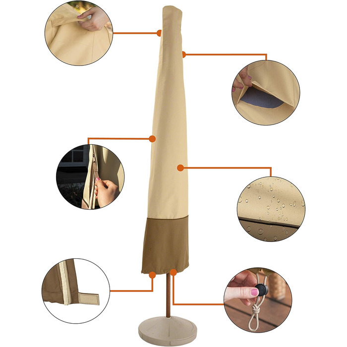 Захисний чохол для садової парасольки Classic Accessories Veranda, колір Pebble/Bark/Earth, 335 см