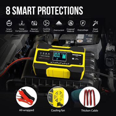 Автозарядний пристрій 12/24V 10A, Smart, для акумуляторів авто, мото, човнів, кемперів. Підходить для Gel, AGM, WET акумуляторів. З температурною компенсацією.