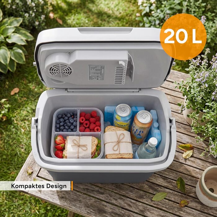 Автомобільний холодильник/термос First Austria 20л, 12/230V/USB-C PD 3.0, охолодження та підігрів, чорний/сірий