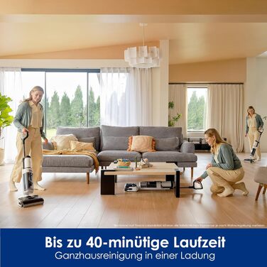 Пилосос Tineco Floor One Stretch S6 для вологого та сухого прибирання, 180° плоский дизайн, 13 см висота, самостійне очищення 70°C, 3-стороння чистка кутів, 40 хв автономності, прибирання під низькими меблями