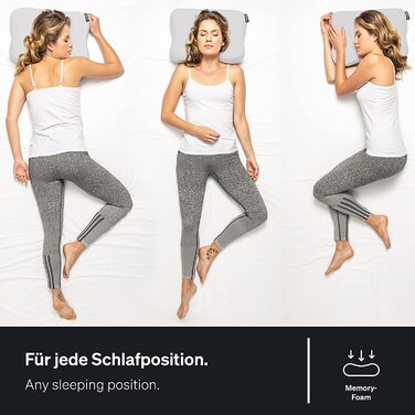 Ортопедична подушка BLACKROLL RECOVERY PILLOW 50x30 см, ергономічна подушка для сну з чохлом для подорожей, в'язкоеластичний меморі пін, вироблено в Німеччині, світло-сіра