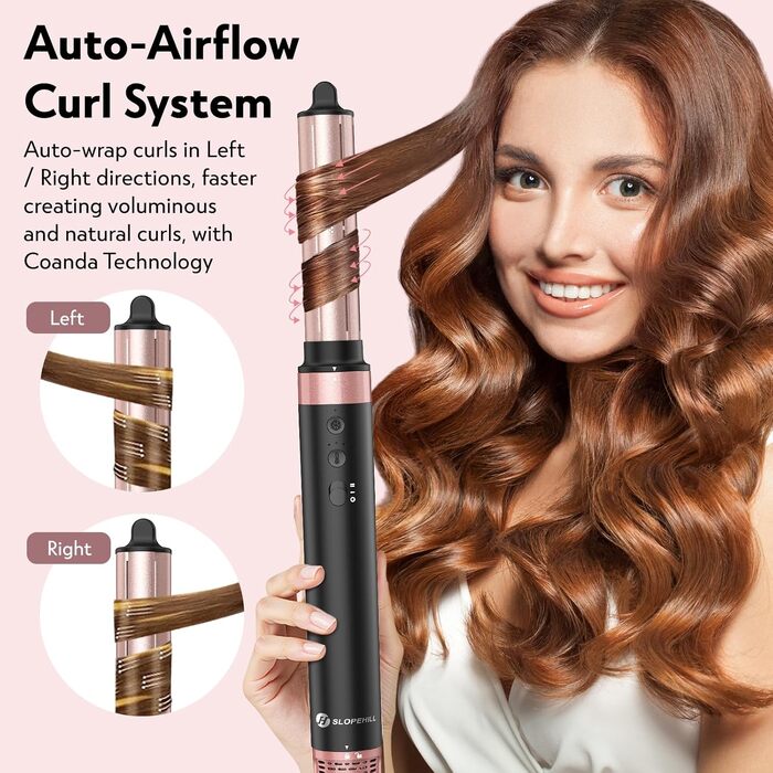 Slopehill Airstyler 5 в 1: Фен-щітка, випрямляч, плойка, для об'єму та укладання волосся (Чорний)
