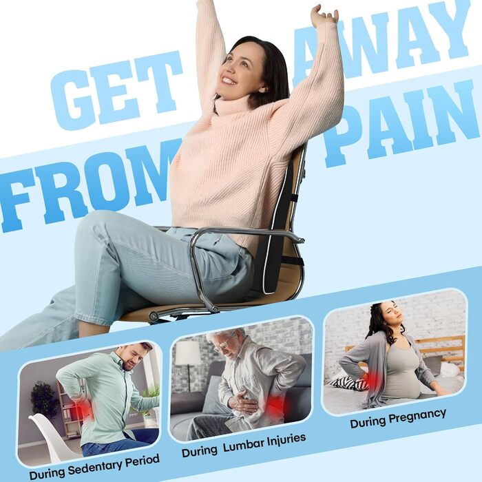 Подушка для попереку SUPA MODERN для офісного крісла та автосидіння, з піни Memory Foam, чорна, велика