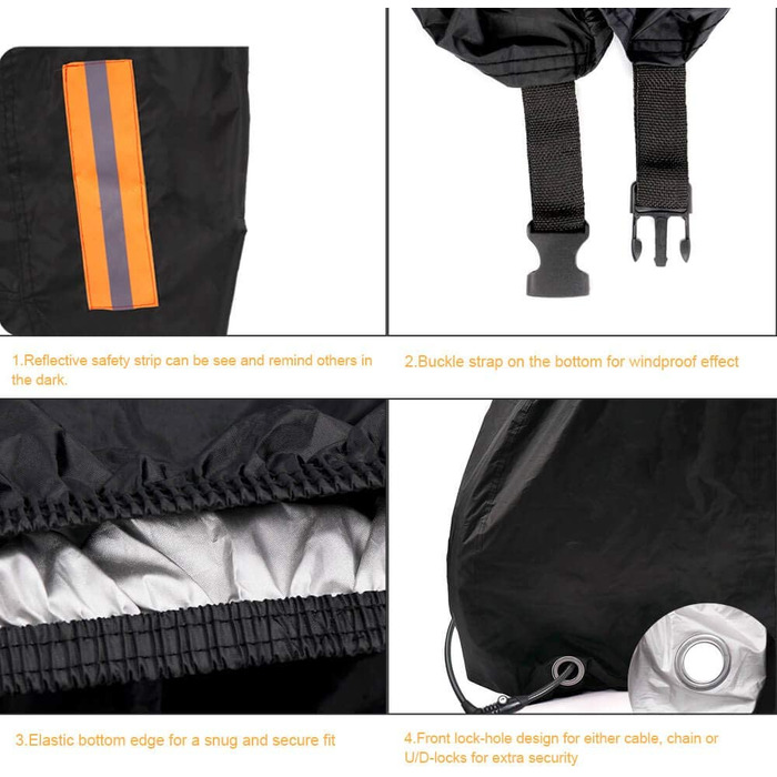 Чохол для мотоцикла TOPTREK XXL водонепроникний, зимовий, 210T Oxford, для Harley-Davidson, Honda, Suzuki, Kawasaki (245×105×125 см)