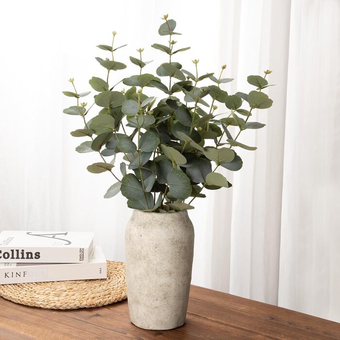 Ваза декоративна керамічна 23 см вінтажна кремово-біла для штучних квітів, букетів, рослин, в стилі бохо, для дому, столу, полиці