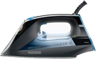 Праска парова BLACK+DECKER BXIR2401E, 2400 Вт, пластик, чорна/синя, резервуар 230 мл