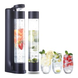 Сифон для газування води Seltzer Sprudelwasser-Maschine, домашній содоmaker з 2 BPA-free пляшками по 1 л, сумісний з балонами CO2 60 л, чорний