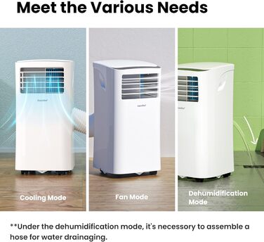 Переносний кондиціонер Comfee MPPH-09CRN7, 9000 BTU (2,6 кВт), охолодження, вентиляція та осушення, для приміщень до 33 м², з гнучким повітроводом