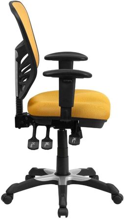Ергономічне офісне крісло Flash Furniture, жовтогаряче, з регульованими підлокітниками, мультифункціональний комп'ютерний стілець, 68.6x64.8x112.4 см