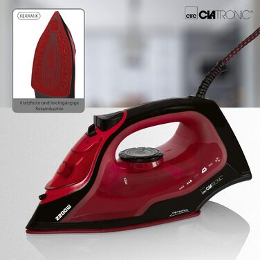 Парова праска Clatronic DB 3752, 250 мл, 3 режими пари, 7 функцій, червона