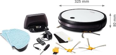 Робот-пилосос MEDION MD 19601 з функцією вологого прибирання, Wi-Fi, керування через додаток, сумісний з Alexa, інтелектуальна навігація, зарядна станція, підходить для шерсті тварин та алергіків