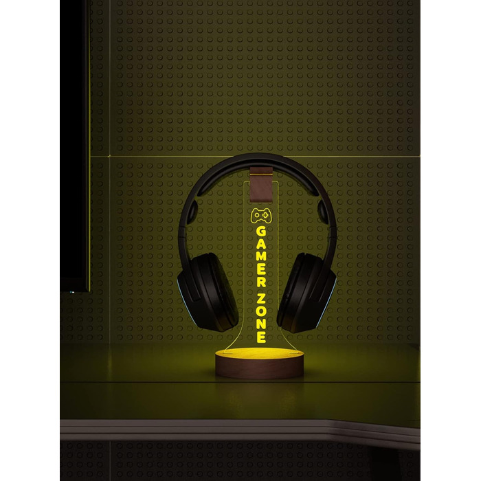 Підставка для навушників YuanDian Gamer Zone з підсвіткою RGB, дерев'яний тримач для геймерських навушників, 16 кольорів для декору ігрової кімнати, подарунок геймеру