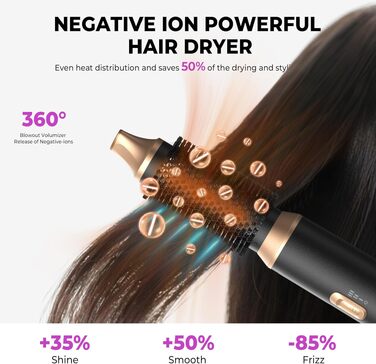 UMIGA Hairstyler 5-в-1: Фен-щітка, стайлер для волосся, випрямляч, плойка, насадки для укладки. Чорний колір