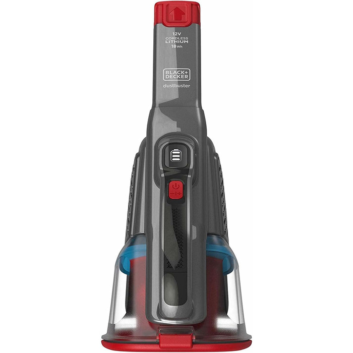 Пилосос ручний акумуляторний BLACK+DECKER Lithium Dustbuster BHHV315J, 12 В, 20 AW, циклонний, безмішковий, з висувною щілинною насадкою, титан/червоний, 500 мл