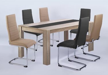 Обідній стіл byLIVING NORI 120×80 см, кухня, світло-коричневий, дуб сонома, реверсивна стільниця (чорна або біла)