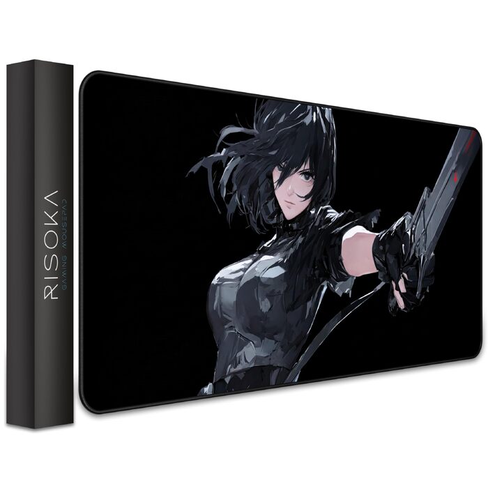 Ігровий килимок для миші XXL Anime Onyx Valkyrie, 900x400 мм, водовідштовхуючий з прошитими краями