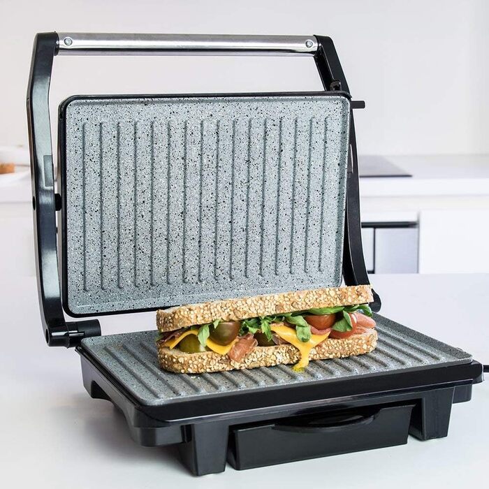 Електрогриль Cecotec Rock'nGrill 1500 Rapid з RockStone-покриттям, регульованою кришкою, піддоном для жиру, 1000 Вт