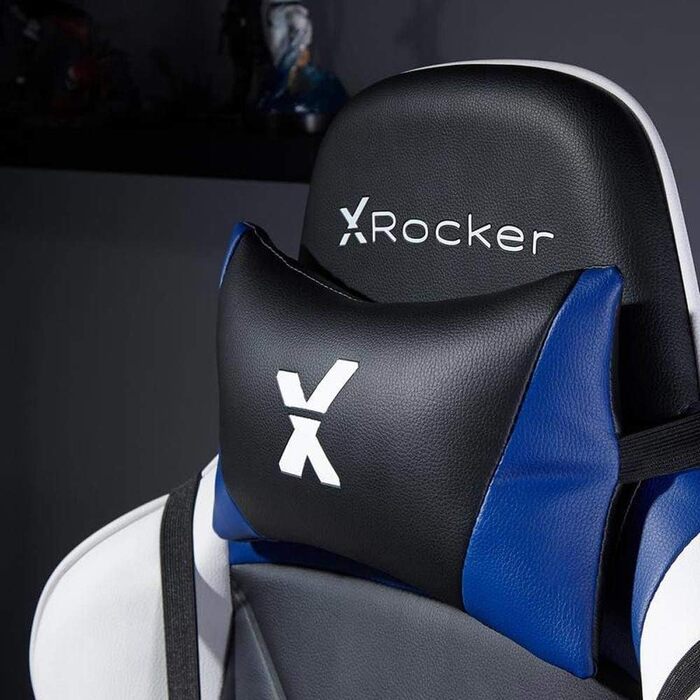 Ігрове крісло X Rocker Agility, ергономічне, офісне, з підлокітниками, гойдалкою, поворотне, регульоване по висоті, синьо-чорне