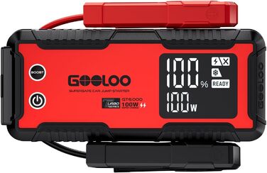 Powerbank-пусковий пристрій GOOLOO GT6000: 6000A, LED-ліхтарик, екран 3.2"