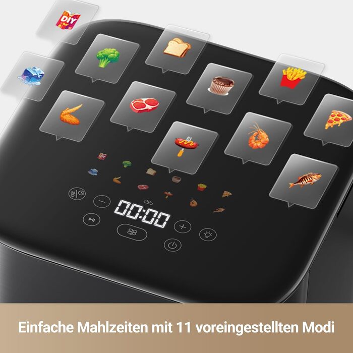 Аерофритюрниця Mova AeroChef FD10 Pro на 6 літрів, безмасляна фритюрниця з конвекцією повітря та металевою чашею