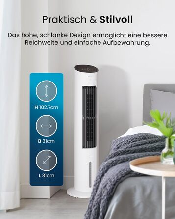 Pro Breeze OmniAir: Вежа-вентилятор з водяним охолодженням та пультом, 5л - мобільний кондиціонер без шланга