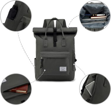 Водонепроникний рюкзак TAN.TOMI для ноутбука 15,6'' Rolltop, темно-сірий, для школи, подорожей, велосипеду, для чоловіків і жінок