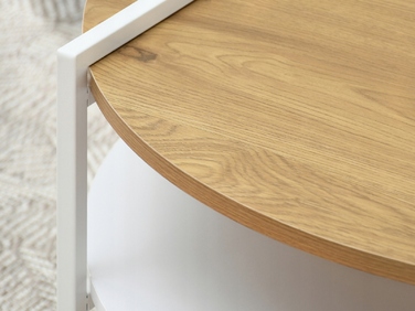 Журнальний стіл Mebel-Partner круглий, 80 x 80 x 45 см, білий дуб