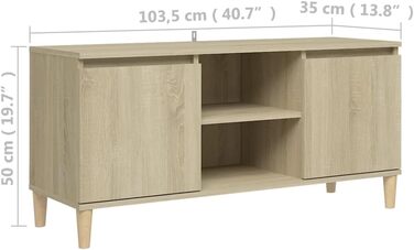 ТВ тумба vidaXL з масиву, комод для телевізора, низький стіл, меблі для HiFi, сонома-дуб, 103,5x35x50 см