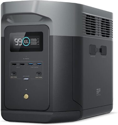 Портативна електростанція EcoFlow Delta 2 Max 2048Вт·год, LFP-акумулятор, потужність 3000Вт, сонячний генератор для дому та кемпінгу