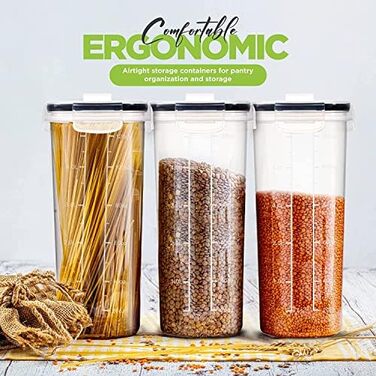 Контейнери для зберігання продуктів KICHLY, набір 4 шт, герметичні, BPA Free, пластик, для макаронів, круп, борошна, рису