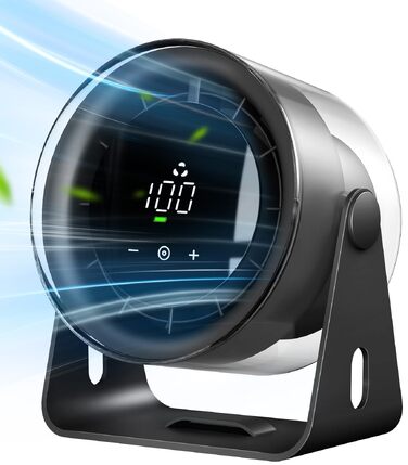 EasyAcc Портативний вентилятор 6000mAh з акумулятором, турбовентилятор, циркулятор повітря 100 швидкостей, до 21 години роботи, LED-дисплей, для кемпінгу, подорожей, офісу - Чорний