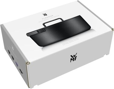 Овальний жаровий посуд WMF Flavour 34x28 см, чавунний, для індукції, емальований, з кришкою з конденсаційними виступами, сучасний дизайн, чорний