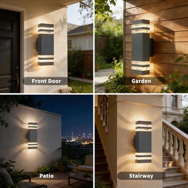 Стіна LED світильник вуличний Up and Down, водонепроникний IP54, 2×5W, 3000K тепле біле світло, патрон GU10, антрацит, 1 шт.