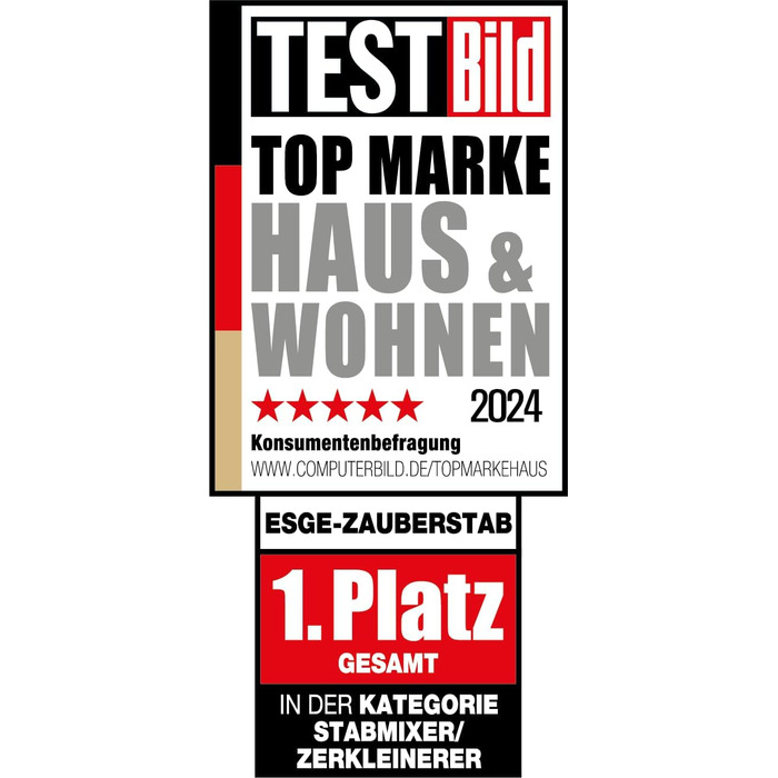 ESGE Zauberstab M 200 BBQ 98215 — професійний ручний блендер-пюратор, чорний, 200 Вт, до 17 000 об/хв, ергономічна ручка, Twinschalter, AC-мотор, комплект насадок
