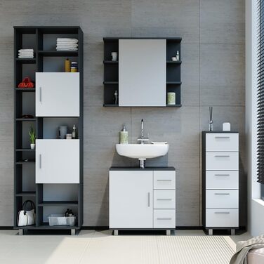 Пенал для ванної Vicco Ilias, антрацит/білий, 30x95 см