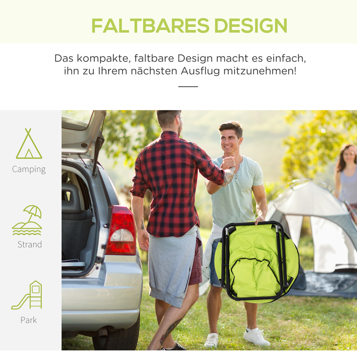 Outsunny Camping Chair Складне кемпінгове крісло зі спинкою, складне крісло до 120 кг, м'яке місячне крісло дуже широке, розкладне крісло Вуличне крісло для саду, балкона, кемпінгу, жовтий